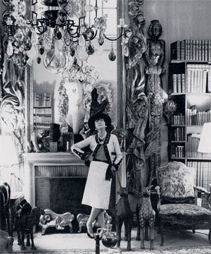 Coco Chanel posing at her home, Paris.
